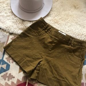 Linen side zip brown safari short